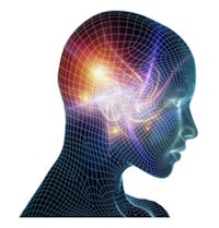 a woman's head with a glowing light in it
